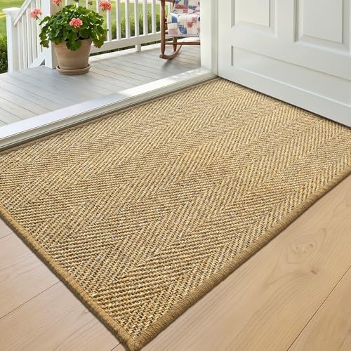 DEXI Jute Entryway Indoor Door Mat 24x36, Non-Slip Sisal Rug, Natural/Brown - color: Natural/Brown, size: 2' x 3' (Rectangular)