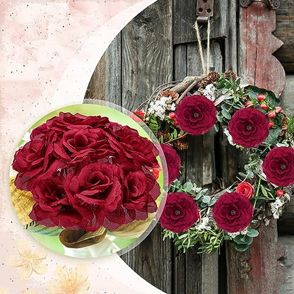 Yunlly 100 Pcs Artificial Flower for Wedding, Wine Red - color: Wine Red