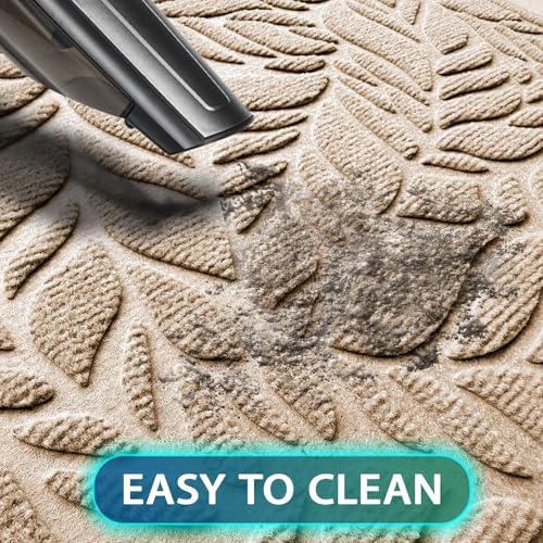 Bulijojo Front Door Mat Entrance,Durable Heavy Duty Welcome Mat,Thick Absorbent Natural Rubber Non Slip Mat,Sturdy Entryway Beige Leaves,23x35 - color: Beige Leaves, size: 1'11" x 2'11" (Rectangular)