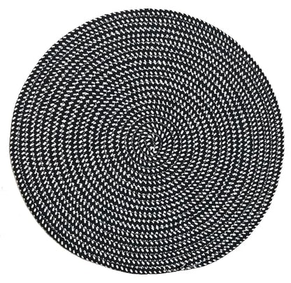 Hand Woven Round Area Rugs Living Room Bedroom Study Computer Chair Cushion Base Mat Round Carpet Lifts Basket Swivel Chair Pad Coffee Table Rug(2' Round, Black/White) - color: Black/White, size: 2' Round