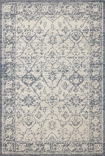 Loloi Magnolia Home Gigi Ivory/Blue 2'-7" x 10'-0" Runner Rug - color: Ivory / Blue, size: 2'7" x 10' (Rectangular)