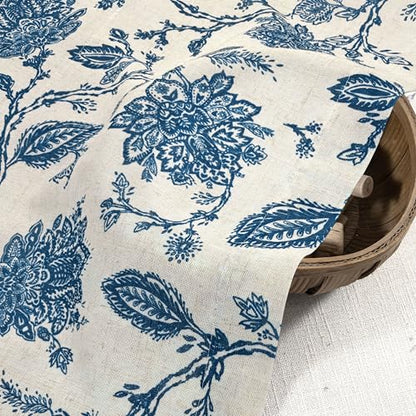 DriftAway Freda Jacobean Floral Linen Blend Blackout Thermal Insulated Energy Saving Privacy Window Linen Curtain Valance Rod Pocket 2 Layers Single 52 Inch by 14 Inch Plus 1.75 Inch Header Blue - color: Blue, size: 52"W x 14"L (Pack of 1)