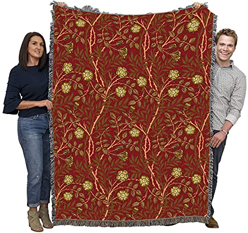 Pure Country Weavers William Morris Sweetbriar Scarlet Blanket - Arts & Crafts - Gift Tapestry Throw Woven from Cotton - Made in the USA (72x54) - color: Scarlet, size: Large
