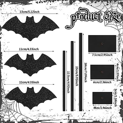 3 Pcs Halloween Wood Bat Table Decoration Centerpieces, 3 Size - style: Bat