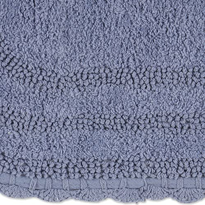 DII Crochet Collection Reversible Bath Mat, Small Oval, 17x24, Stonewash Blue - color: Stonewash Blue, size: 1'5" x 2' (Oval)
