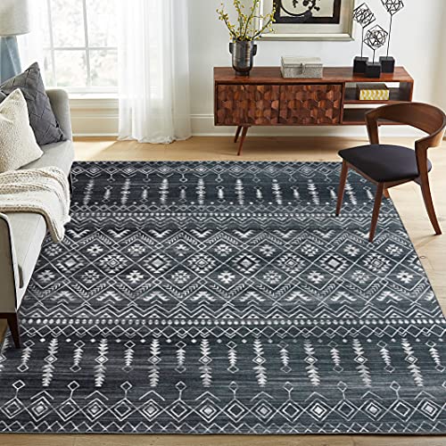 ReaLife Machine Washable Area Rug - Living Room Bedroom Bathroom Kitchen Entryway Office - Padded Low Pile Stain Resistant Premium - Geometric Moroccan Diamond - Jace 4' x 6' - color: Jace, size: 4' x 6' (Rectangular)