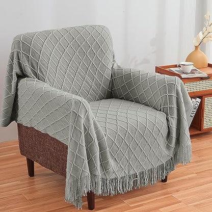 inhand Light Grey Knitted Throw Blanket for Couch and Bed, 60"x80" - color: Light Grey, size: 60"x80"