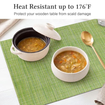 HOOMIL Placemats Set of 4, Heat Resistant, Green - color: Green, size: Set of 4