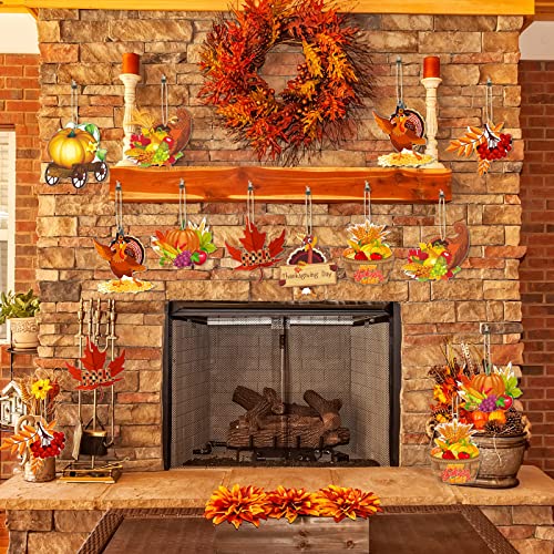 Bucherry 40 Pcs Fall Ornaments for Tree Thanksgiving Wood Decor,Warm Style - style: Warm Style