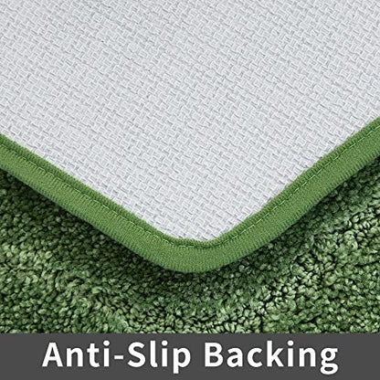 COSY HOMEER Plush Non-Slip Bath Mat Set, Green, 20"x32" + 24"x48" - color: Green, size: 20" x 32" + 24" x 48"