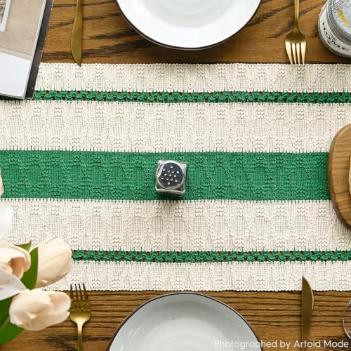Artoid Mode Emerald Green Rustic Woven Table Runner 12x36 Inch - color: Dark Green, size: 12" x 36", Table Runner
