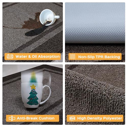Kitchen Rugs 24" x 36", Non-Slip Kitchen Mats, Grayish Brown & Coffee - color: Grayish Brown & Coffee, size: 24" X 36"