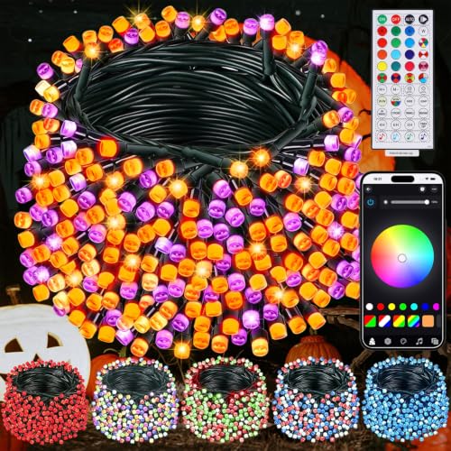 HOME LIGHTING Smart Color Changing Halloween Lights, 66FT 200 LED RGB String Lights with Remote & App Controlled, Music Sync Multiple Modes, Waterproof Indoor Outdoor Holiday Xmas Tree Party Decor - color: RGB with App Controlled