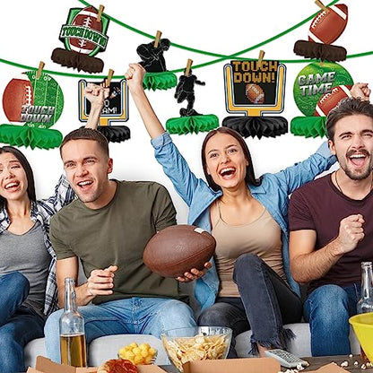 Gatherfun10PCS Football Party Decorations Football Table Centerpiece Football Honeycomb Centerpieces Table Toppers for Football Birthday Party Football Game - style: football