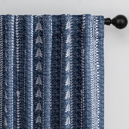 MEETSKY Blue Boho 95% Blackout Bedroom Curtains 50Wx72L,2 Panels - color: Blue, size: 50"W x 72"L (Pack of 2)