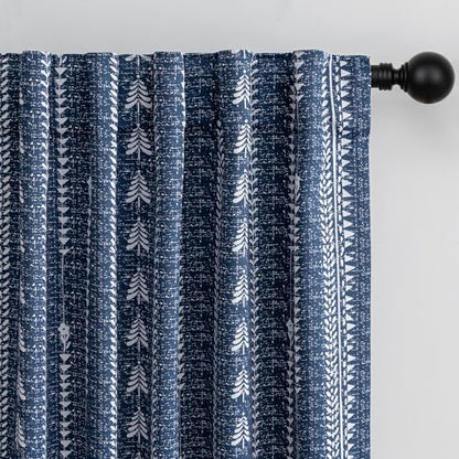 MEETSKY Blue Boho 95% Blackout Bedroom Curtains 50Wx72L,2 Panels - color: Blue, size: 50"W x 72"L (Pack of 2)
