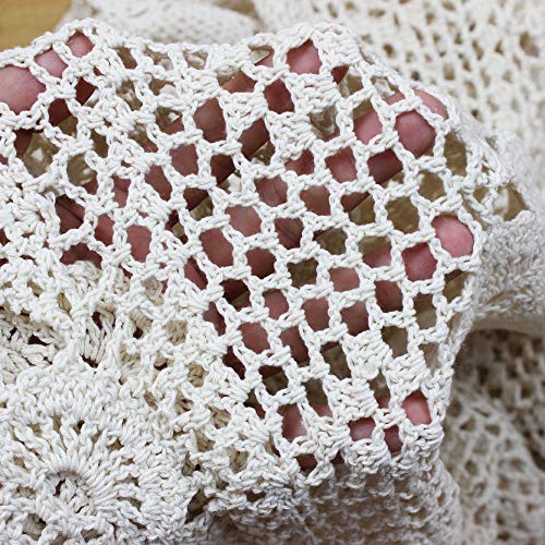 KEPSWET Cotton Handmade Crochet Lace Oval Table Runner Beige 12x36 Inch - color: Beige, size: 12"x36"