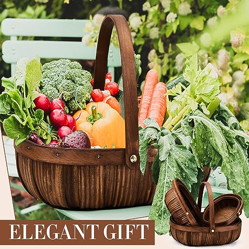 Sintuff 6 Pcs Wicker Baskets with Handles, 3 Sizes,Coffee - color: Coffee