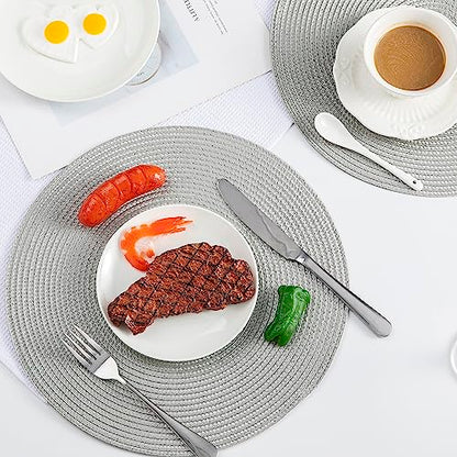 Round Placemats, Crossweave Heat Resistant Classic Woven Round Place Mats Diameter 13.5 inch for Kitchen Table Set of 6 (Light Gray) - color: Light Gray