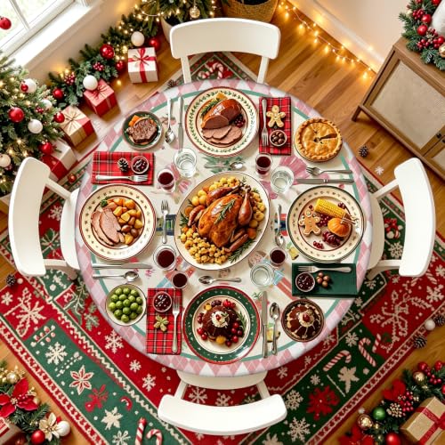 Nutcracker Christmas Tablecloth Round 43x43 Inch Polyester Woven - color: Nutcracker