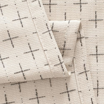 MIULEE Patterned Farmhouse Linen Curtains, Back Tab, 52Wx84L, Beige - color: Beige, size: 52"W x 84"L (Pack of 2)