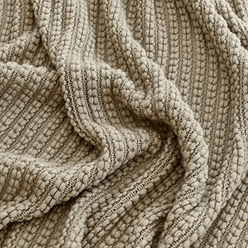 Blagic Knit Throw Blanket for Couch and Bed with Tassels,Camel, 50"x60" - color: I-camel, size: 50 × 60 in