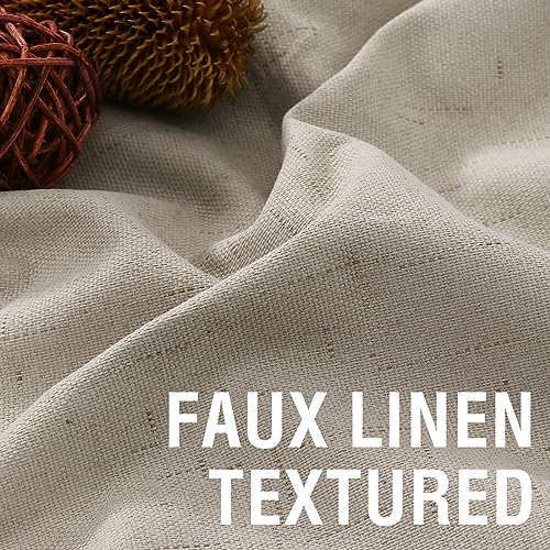 H.VERSAILTEX Faux Linen 100% Blackout Curtains for Bedroom 63 inches Long Thermal Insulated Textured Linen Look Curtain Back Tab/Rod Pocket/Hook Belt Draperies 2 Panels, 52 x 63 Inch，Stone - color: Stone, size: 52"W x 63"L (Pack of 2)