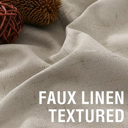 H.VERSAILTEX Faux Linen 100% Blackout Curtains for Bedroom 63 inches Long Thermal Insulated Textured Linen Look Curtain Back Tab/Rod Pocket/Hook Belt Draperies 2 Panels, 52 x 63 Inch，Stone - color: Stone, size: 52"W x 63"L (Pack of 2)
