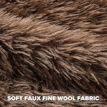 FUTEI Pack of 2 Faux Wool Throw Pillow Covers 18x18 Inch, Dark Brown - color: Dark Brown