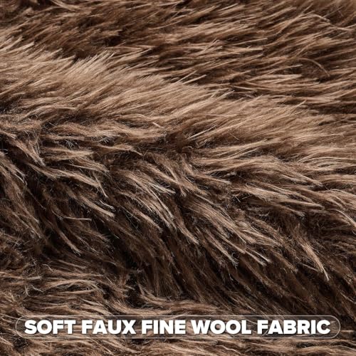 FUTEI Pack of 2 Faux Wool Throw Pillow Covers 18x18 Inch, Dark Brown - color: Dark Brown