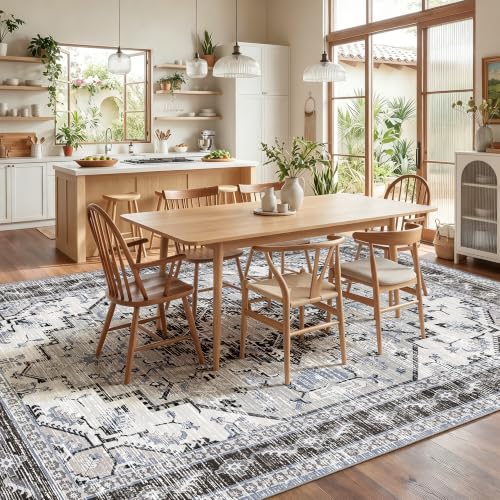 Area Rugs 8x10 Washable Non-Slip Large Boho Rug for Living Room, Blue Grey - color: Blue Grey, size: 8' x 10' (Rectangular)