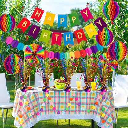 FUBININA Birthday Table Centerpiece Party Decoration Colorful Foil Tabletop