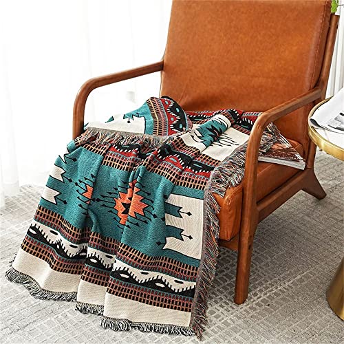 Homesy Aztec Throw Blanket Native Southwestern Bed Blankets 51"x63" Green - color: Green, size: 51"x63"