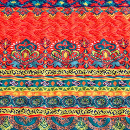 Exclusivo Mezcla Reversible Boho Quilted Throw Blanket, 50"x 60" - color: Bohemian Red and Blue, size: 50 x 60 inch
