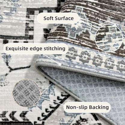 Area Rugs Small 2x3 Washable Non-Slip Boho Indoor Carpets, Blue Grey - color: Blue Grey, size: 2' x 3' (Rectangular)