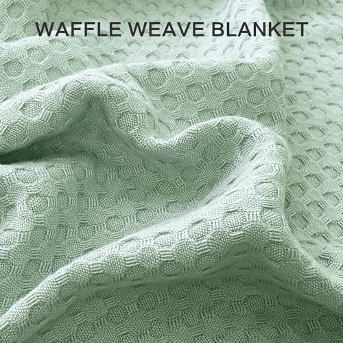 AmyHomie Cooling Waffle Blanket King Size, 100% Rayon Derived from Bamboo - color: Sagegreen, size: King (108"x90")