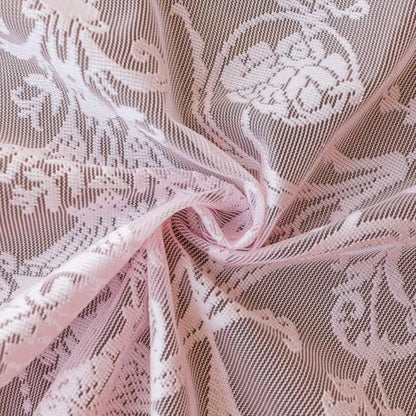 TUDECO Pink Lace Curtains 63 Inch Length, Romantic Ruffle Edges, 2 Panels - color: Pink, size: 59"W x 63"L (Pack of 2)