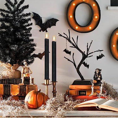 GenSwin Flameless Taper Candles LED Battery Operated Remote Timer Black - color: Black