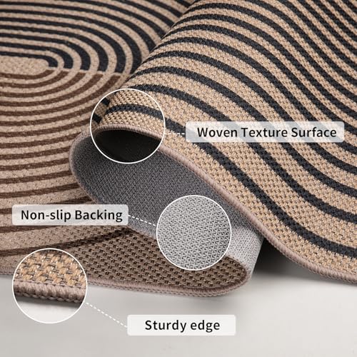 Tangsoo Modern Easy Jute 2.6x10 Washable Non-Slip Runner Rug for Hallways - color: Black, size: 2.6x10ft