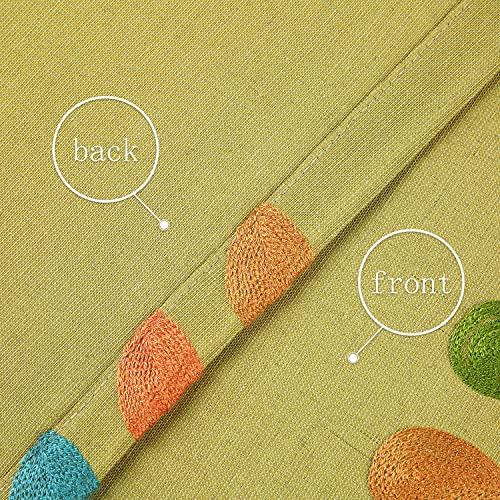 VOGOL Leaf Embroidered Faux Linen Curtains, 52 x 63, Grommet Top, 2 Panels - color: C2, size: 52"W x 63"L (Pack of 2)