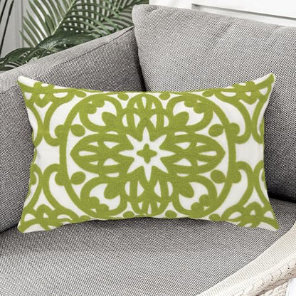 Alysheer Boho Embroidered Lumbar Throw Pillow Cover 12"x 20",1pc Chartreuse - color: Chartreuse Green, size: 20" x 12" (Pack of 1)