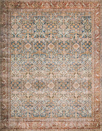 Loloi Layla Ocean/Rust 2.1-15.2cm x 2.9m(7피트-6인치 x 9피트-6인치) 부분 러그 - color: 오션 / 러스트, size: 7피트-6인치 x 9피트-6인치