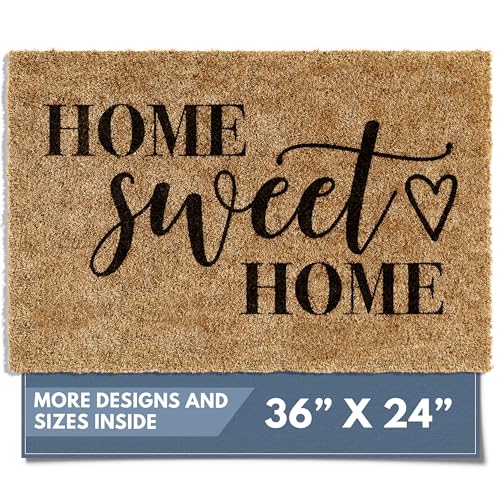 Barnyard Designs Front Door Welcome Mat (Home Sweet Home, 36x24) | Printed Polyester Outdoor Rug with Non-Slip Backing; Farmhouse Doormat for Patio, Garage, or Entrance; Fits Outside Entryway - color: Home Sweet Home, size: 36 x 24 inches