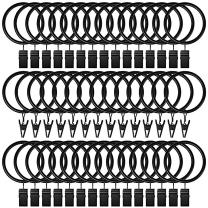 Lansian 44 Pack Curtain Rings with Clips Hooks 1.26 in Diameter Rustproof - color: Black, size: 1.26"Inner Dia, 44Pack