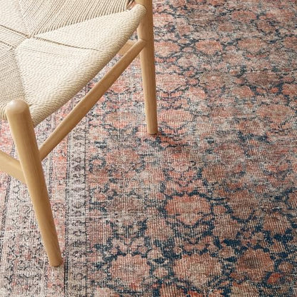 Rustica 5' x 8' Terracotta & Black Area Rug - Persian-inspired design - size: 5' x 8' (Rectangular)