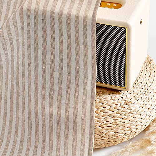 Vangao Taupe Stripe Linen Tiers Curtains 24 Inch Farmhouse 2 Panels - color: Boxter Striped| Taupe on Beige, size: 26"W x 24"L (Pack of 2)