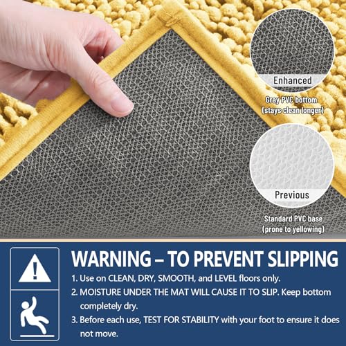 Arotive Bathroom Rugs Mat 47x24, Soft Absorbent Chenille Shaggy Bath Mat - color: Yellow, size: 47" X 24"