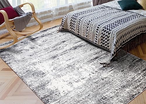 Keen Home Design Abstract Non-Shedding Area Rug, Soft Thick Pile, 8x10 - color: Abstract Cream/Grey, size: 7'3" x 10'2" (Rectangular)