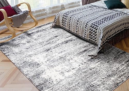 Keen Home Design Abstract Non-Shedding Area Rug, Soft Thick Pile, 8x10 - color: Abstract Cream/Grey, size: 7'3" x 10'2" (Rectangular)