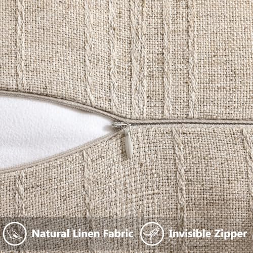 decorUhome Light Khaki Textured Linen Throw Pillow Covers 18x18 Set of 2 - color: Light Khaki, size: 18" x 18" (Pack of 2)